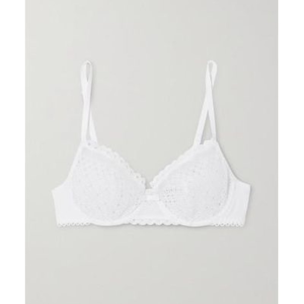 NWT Lejaby cotton and broderie Underwire Demi Bra
